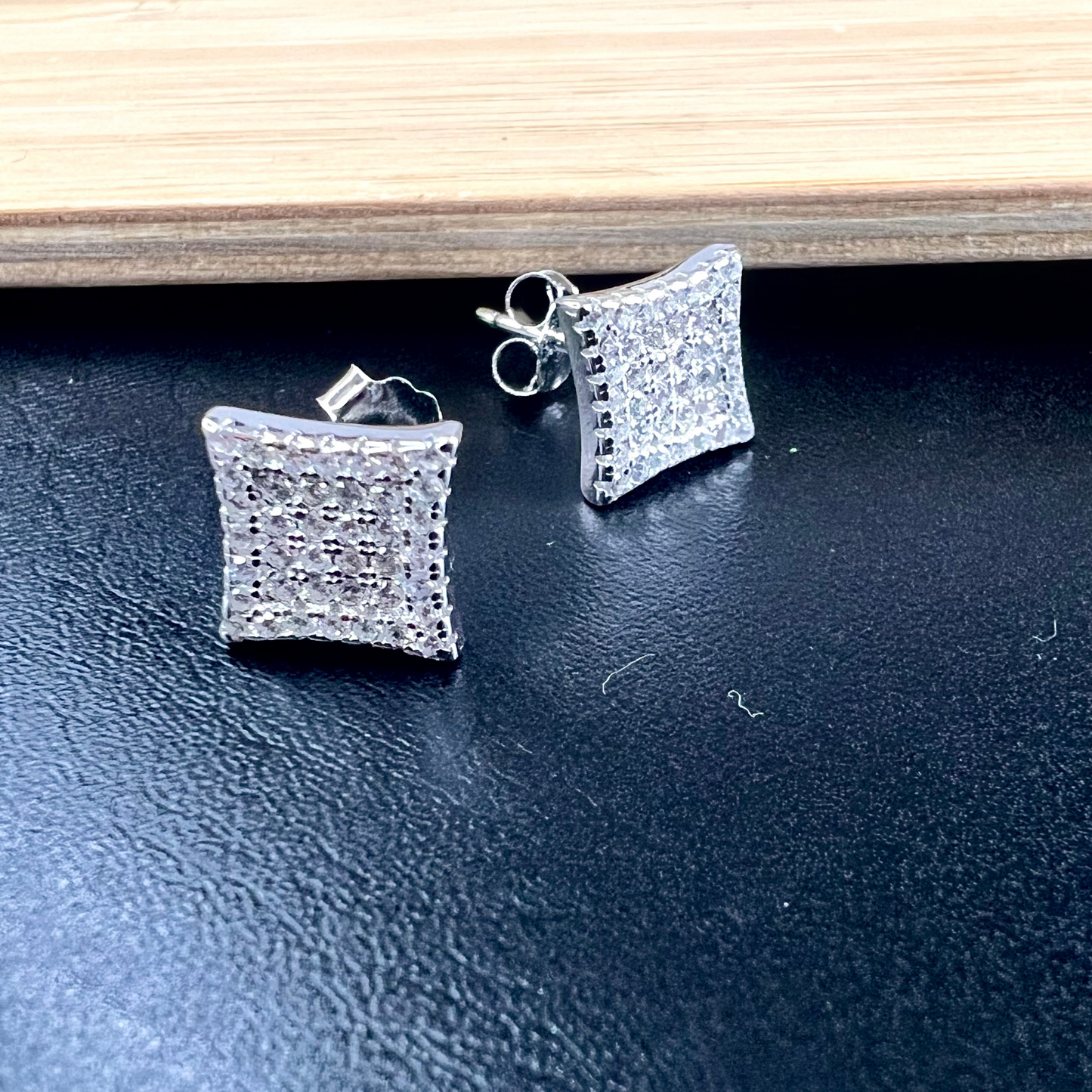 Sterling Silver Square CZ Stud Earrings