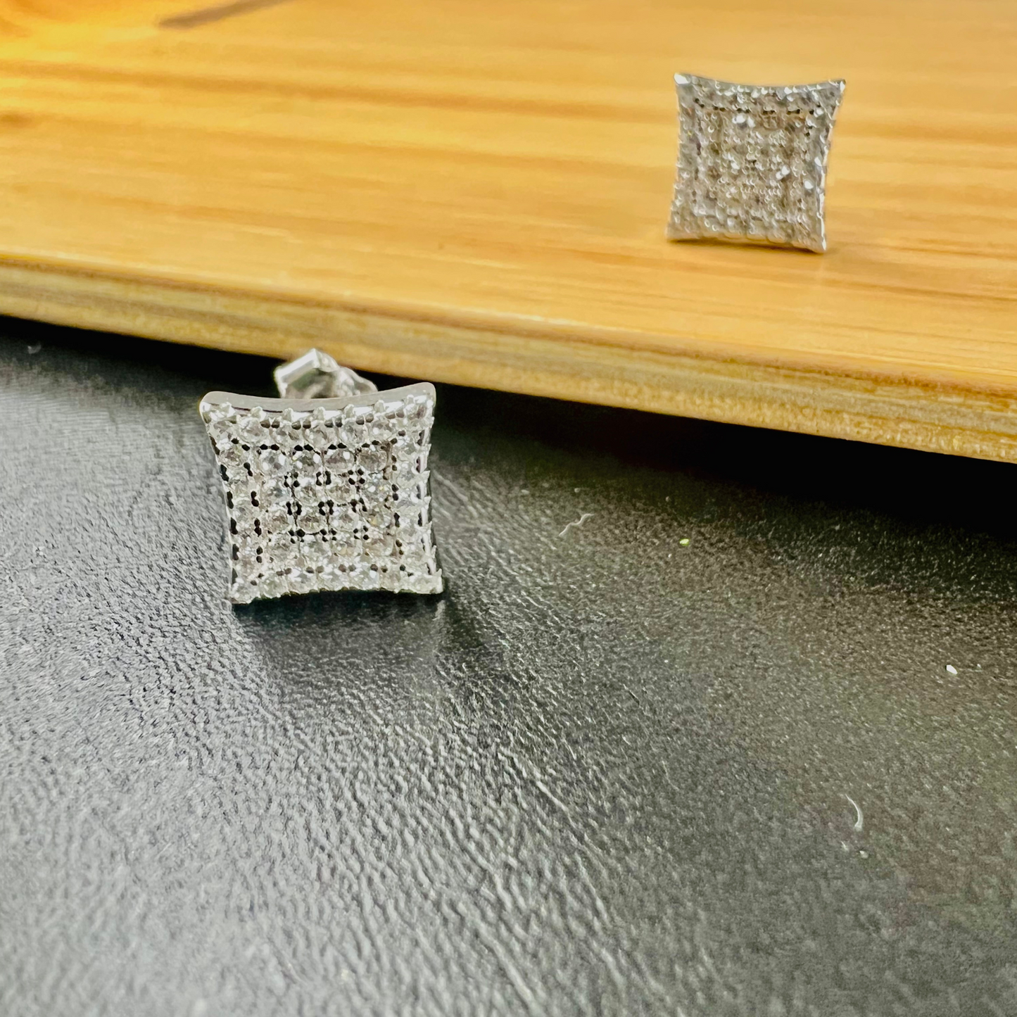 Sterling Silver Square CZ Stud Earrings