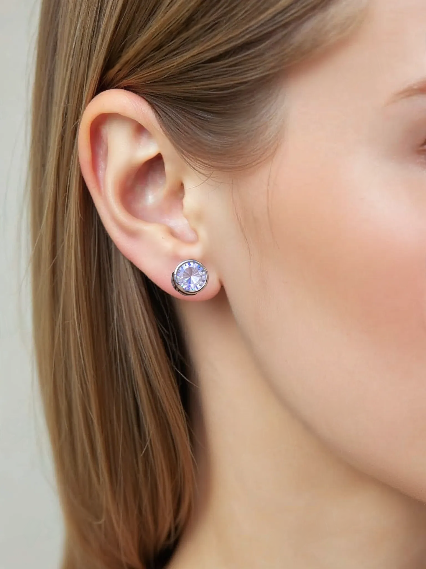 Sterling Silver CZ Large Solitaire Stud Earrings