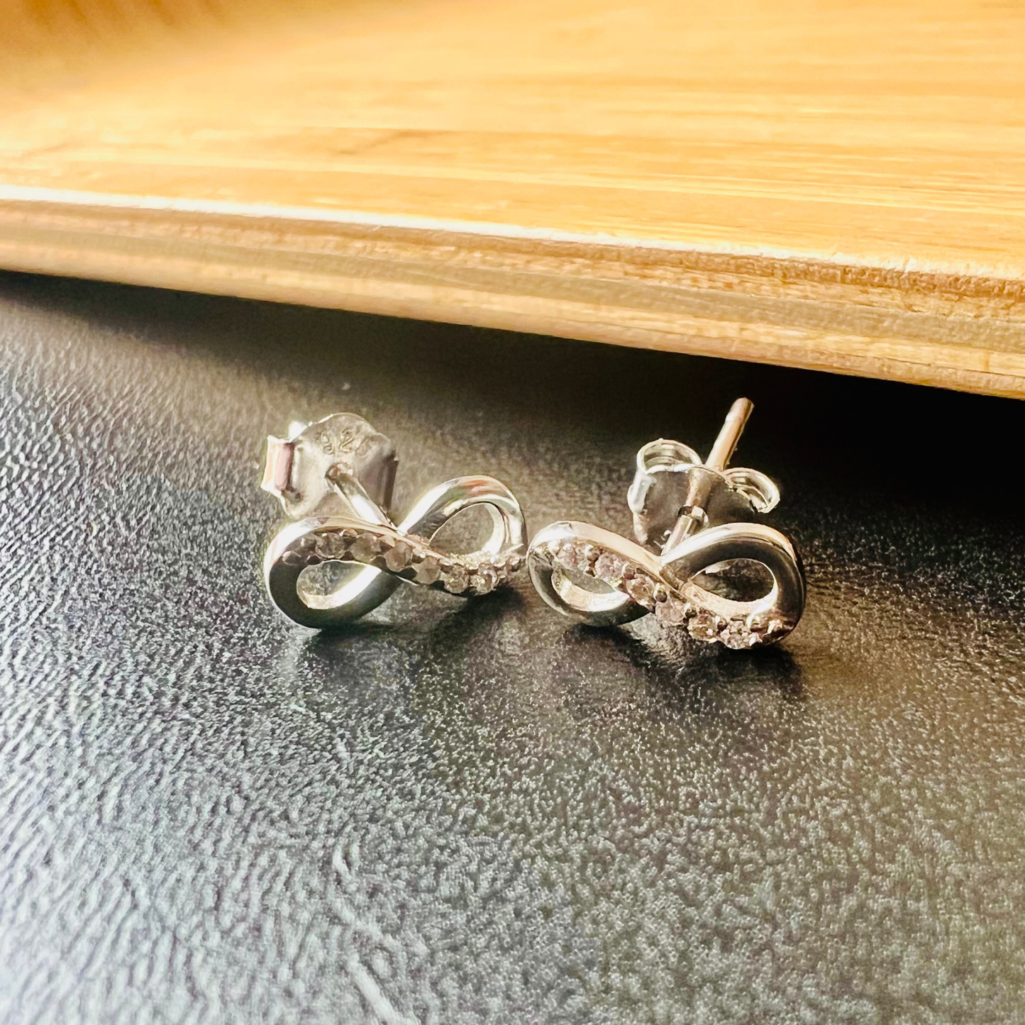 Sterling Silver Infinity CZ Clear Studs Earrings