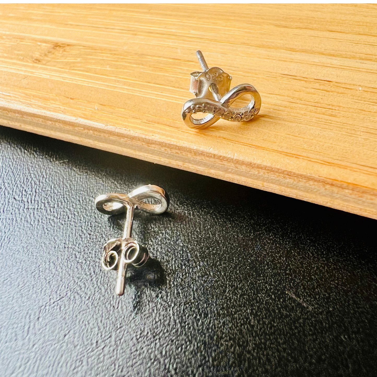 Sterling Silver Infinity CZ Clear Studs Earrings
