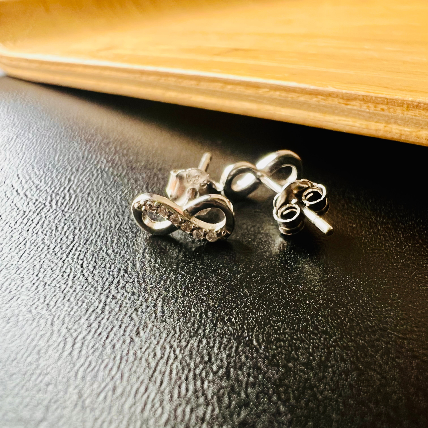 Sterling Silver Infinity CZ Clear Studs Earrings