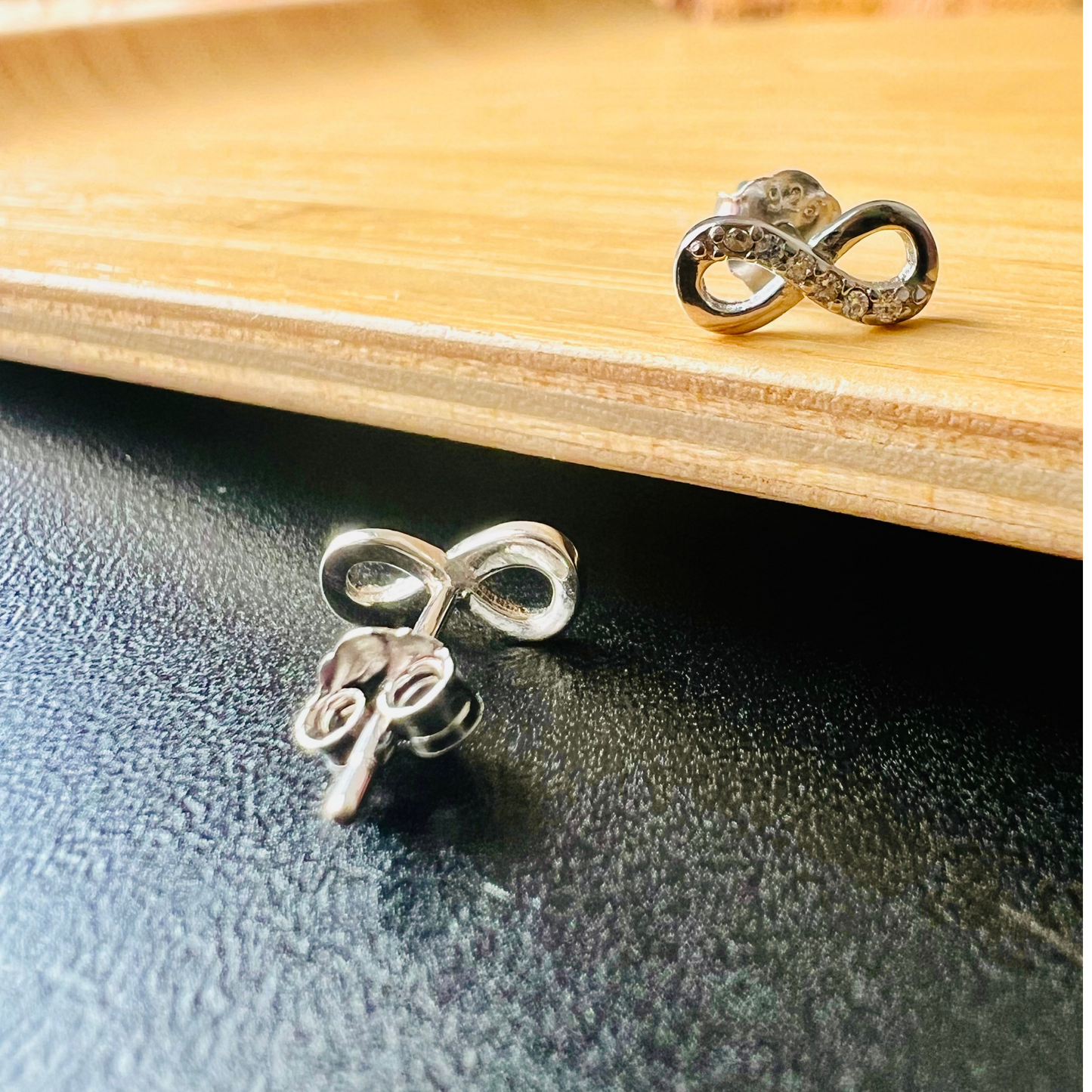 Sterling Silver Infinity CZ Clear Studs Earrings