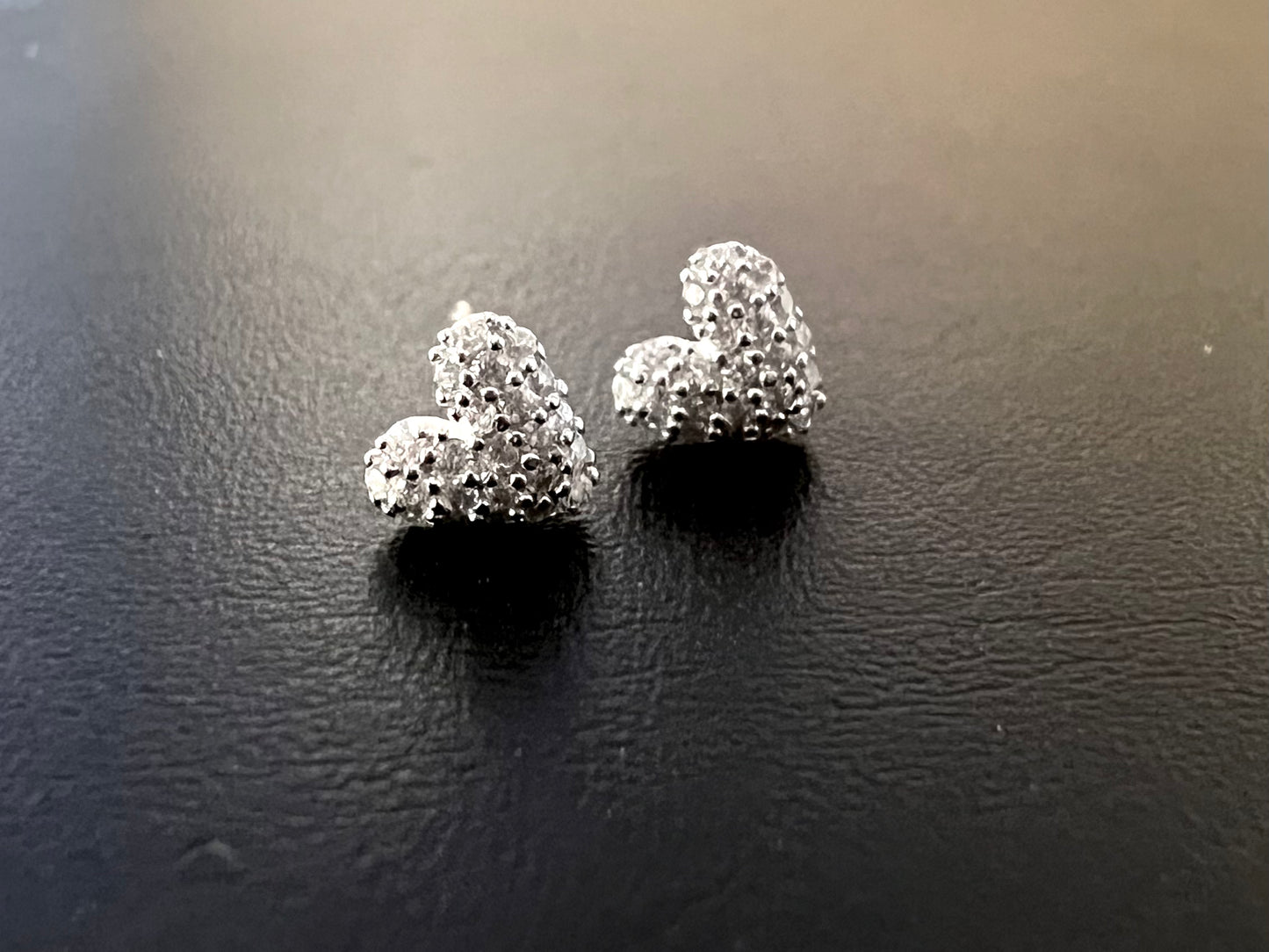 Sterling Silver Small Heart CZ Studs Earrings