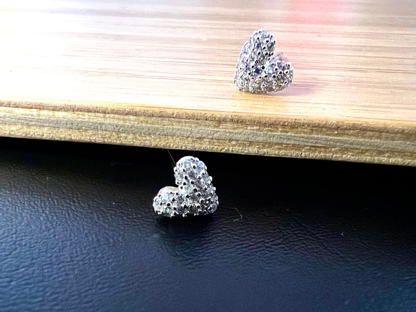Sterling Silver Small Heart CZ Studs Earrings