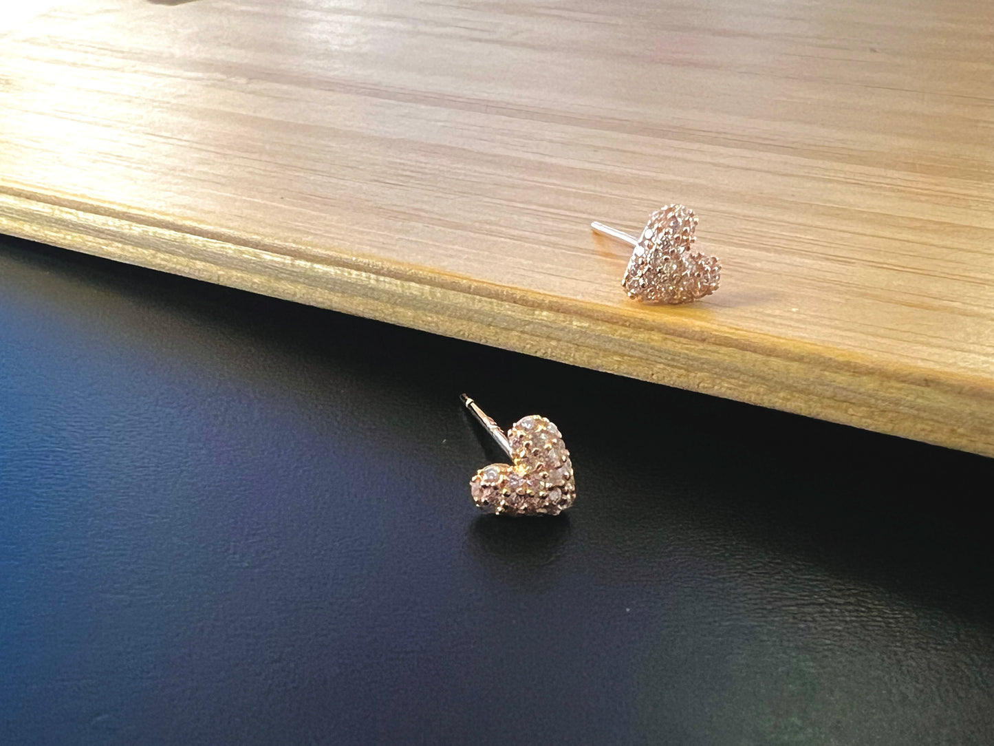 Sterling Silver Rose-Gold Plated Heart CZ Studs Earrings