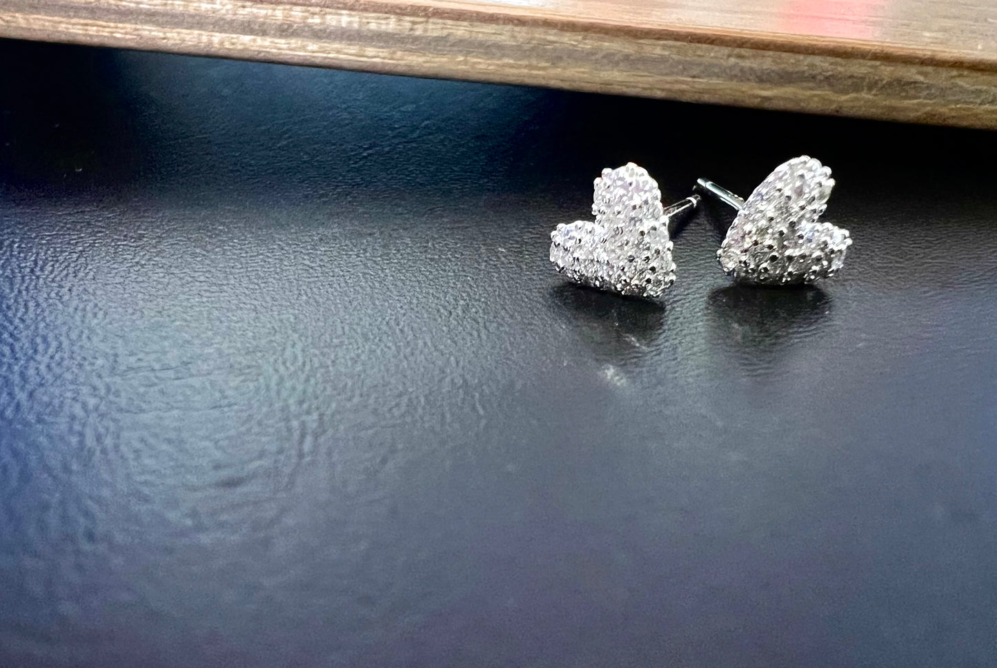 Sterling Silver Small Heart CZ Studs Earrings