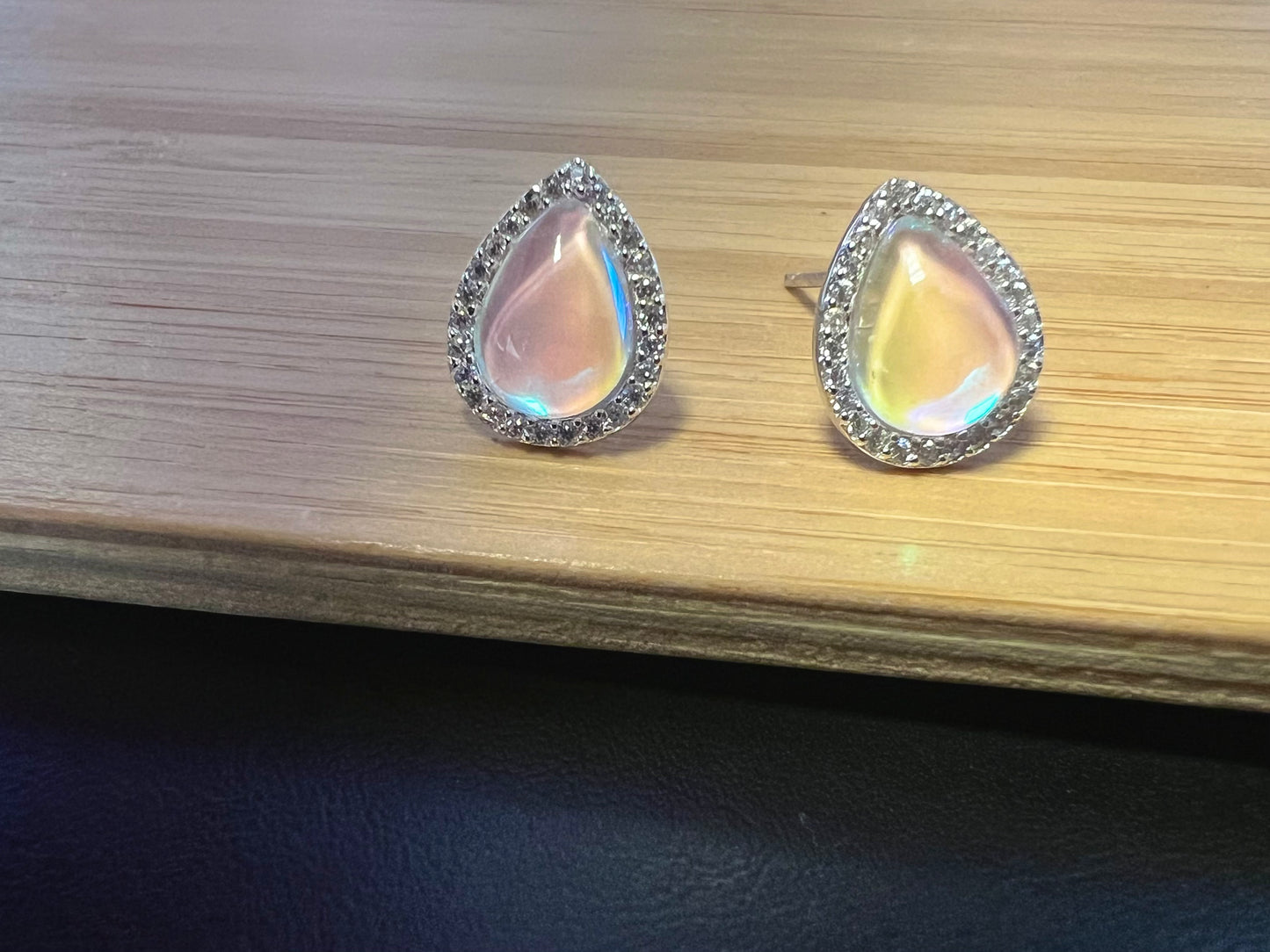 Sterling Silver Pink Teardrop CZ Studs Earrings