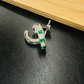Sterling Silver Green Half-hoop CZ Clear Studs Earrings