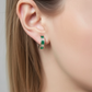 Sterling Silver Green Half-hoop CZ Clear Studs Earrings
