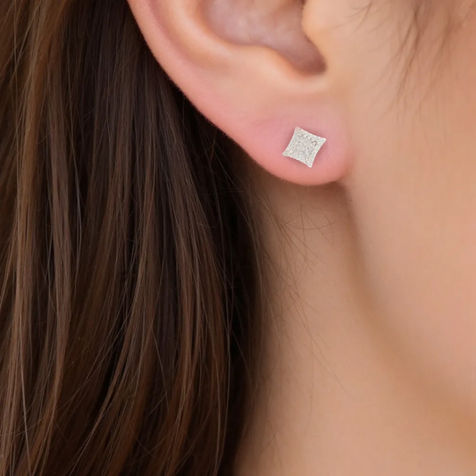 Sterling Silver Square CZ Stud Earrings