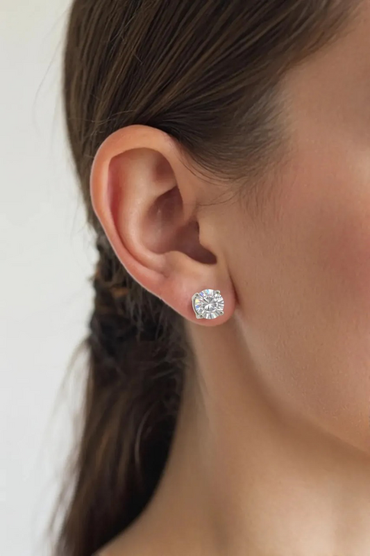 Sterling Silver Solitaire CZ Stud Earrings