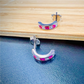 Sterling Silver Pink Half-hoop CZ Clear Studs Earrings