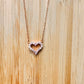 Kusuz Rose Gold Heart Necklace – Sterling Silver Base with CZ Crystals