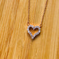 Kusuz Rose Gold Heart Necklace – Sterling Silver Base with CZ Crystals