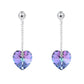 Sterling Sliver Rhodium Plated Heart Crystal Studs Earrings