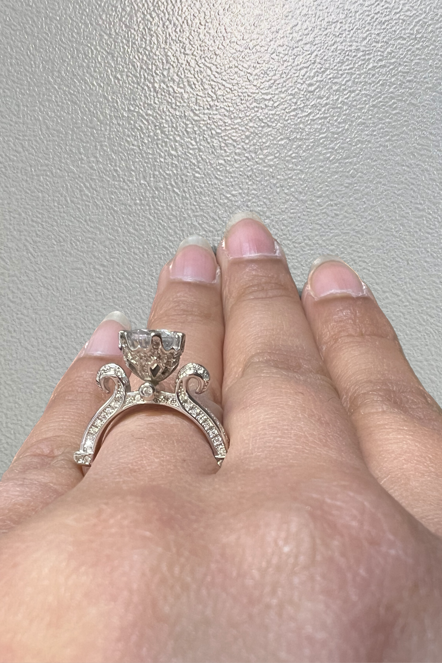 Sterling Silver Flexible Solitaire Engagement Ring with curved shoulders