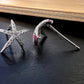 Sterling Silver Rhodium Plated Embossed Starfish CZ Studs Earrings