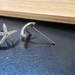 Sterling Silver Rhodium Plated Embossed Starfish CZ Studs Earrings