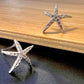Sterling Silver Rhodium Plated Embossed Starfish CZ Studs Earrings
