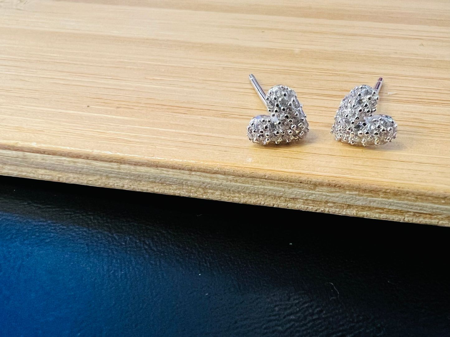 Sterling Silver Small Heart CZ Studs Earrings